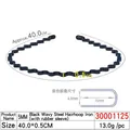 Black wavy steel wire headband with 5mm width and rubber tips for comfort and DIY use - 5MM Black Wavy Wire Iron - With Protective Sleeve