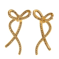 18K gold-plated twisted butterfly stud earrings with sparkling pavé white rhinestones - Gold