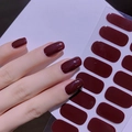 Deep red solid color nail stickers set shown on model hands with professional clean background - Deep Red (CS-057)