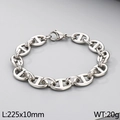 Bracciale a maglie ovali in acciaio inossidabile argento 225x10mm con moschettone - 10mm / Color Acciaio