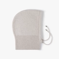 Winter oatmeal wool knit balaclava hat with adjustable drawstring and ribbed hem - Beige (24B062)