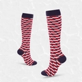 Compression socks with red, white, and navy blue geometric diagonal stripes pattern - S/M / Red Color Grain (Red White Blue)