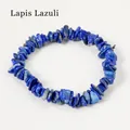 Minimalist lapis lazuli natural chip stone bracelet with blue irregular beads - Lapis Lazuli