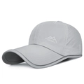 Light gray quick-dry baseball cap with white mountain embroidery and mesh vents - Adjustable / Light Gray