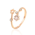 Anello stella regolabile in oro rosa con zirconi micro-pave su sfondo riflettente - Oro champagne