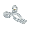 Detail of transparent bow hair claw clip showing high-quality clear plastic and gold spring - Gray