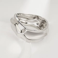 Irregular textured wide open bangle in polished silver finish with geometric ripple design - Irregular Geometric Wave Wide Bangle (SL253) / Silver