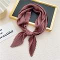 Elegant deep purple pleated square scarf featuring premium organza texture and bow tie styling - Lotus root pink