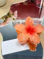 Elegant peach pink gradient flower hair claw clip with delicate translucent finish - Large (approx 8cm) / Gradient Light Orange