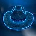 Blue LED light-up cowboy hat with pearlescent straw texture and Mariboro logo - Adult Straw Hat-Deep Blue