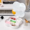 Portagioie bianco a forma di petalo con specchio e scomparti interni su scrivania - Bianco