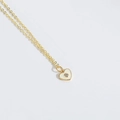 Collier élégant doré avec pendentif cœur en émail blanc crème et petit oxyde de zircon - Blanc