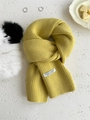 Thick bright yellow sheep wool knit scarf for couples featuring a minimalist woven label - 160*25cm / Milky Yellow