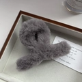 Furry plush shark hair claw clip in soft grey color for cozy winter hair styling - 8cmx5cm / Dark Gray