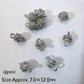 Silver magnetic heart clasp with clear rhinestones for DIY jewelry 7.0x12.0mm - 6mm Rhinestone Sphere / White Gold