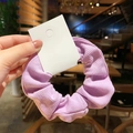 Elastic purple knitted scrunchie with ribbed texture for high ponytail styling - Artistic Girl Taro Purple