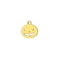 Macro view of a gold Jack-o'-lantern pendant with hollowed-out eyes for DIY jewelry - Pumpkin / Gold