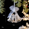 Christmas clear acrylic bell ornaments with gold sequins and white organza bow 6x9cm - Bell