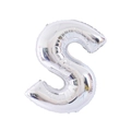 Silver letter S foil balloon with metallic finish for birthday party decorations - 32' Silver Chubby Letter Aluminum Foil Balloon (s)