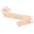 Écharpe de remise des diplômes en satin rose avec texte doré THE GRADUATE pour fête - Écharpe de Graduation en Satin Rose - Diplômé (Sangle 5)