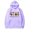 Purple Christmas hoodie with Merry Goosmas cartoon print and kangaroo pocket - Lavender