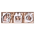 Christmas wooden snowflake and angel ornaments in dual-tone white and natural finish - Style D 9pcs/box