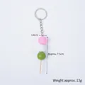 Mini tricolor Dango keychain with pink, white, and green resin beads and metal ring - 7.5cm Colorful Dango Candied Haws - Keychain