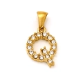 Pendentif lettre Q doré avec pierres en zircone cubique sur acier inoxydable - Lettre Q (SP148G-Q)