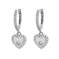 Sparkling S925 silver heart hoop earrings with white zircon accents and star pattern - Platinum (Style F-Full Pave Enamel)