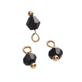 DIY jewelry charm with faceted 4mm black glass bead and golden metal loop pin - Bicone Bead / Black