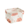 Square cotton linen storage bin with pink cloud patterns and functional handles - Pink Cloud