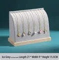 Ice gray velvet curved necklace display stand with light solid wood base for jewelry - Ice Gray (Ice Velvet)