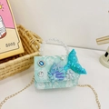 Blue mermaid princess lace handbag with shell and pearl decorations for girls - Green