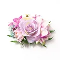Bridal floral hair comb with lavender and pink faux flowers and green leaves - FS06-2 Purple