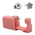 Pink disposable ear piercing tool with silver 316L flower zircon stud earring - 6mm Steel Flower with Clear Zircon (MS51-662)