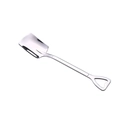 Silver stainless steel shovel spoon with heart-shaped handle end on white background - 304 Heart Handle Silver Flat Shovel