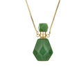 Faceted green gemstone perfume bottle pendant necklace with a golden chain for women - Green Aventurine