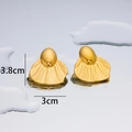 Exaggerated golden 18K plated titanium steel earrings with fan shell texture design - Fish Tail-Gold
