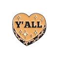 Orange heart-shaped enamel pin with Y'ALL text and white star patterns for hats - Orange Starry Sky Style (QHXZ2011)