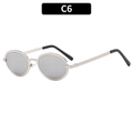 Vintage small oval metal sunglasses with hammered gold frame and silver mirrored lenses - Silver Frame Silver Mirror Lens (C6)
