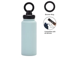 Morandi blue 1L magnetic water bottle with black booster ring phone holder lid - 1 L / Black + Cyan White