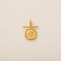 Detailed macro shot of 18K gold-plated stainless steel T-bar and octagonal tag pendant - Blank Square
