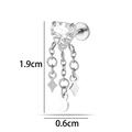Roestvrijstalen labret-stud met zirkonia en hangende kettingbedeltjes - Ovale Zirconia Maan Ruit Kwastje Stijl (2630-12#) / Zilver