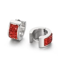 Orecchini a cerchio in acciaio inossidabile lucido con cristalli rossi pavé - Tonalità Argento Zircone Rosso (KE108254-TGD)
