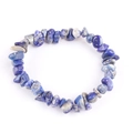 Handmade elastic bracelet with natural dark blue lapis lazuli stone chips on white background - Lapis Lazuli