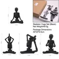 Set of four matte black resin skeleton yoga figures with detailed size and weight specs - Skeleton Yoga Set (Black) 4PCS