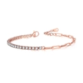 Detail of rose gold tennis and paperclip chain bracelet with zircon and lobster clasp - 2.5mm Rose Gold White Stone