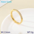 Anello minimalista in acciaio inossidabile dorato largo 2,3mm con pietre di zircone - US 8 / Stile Pave Semplice Oro(KR111761-KC)