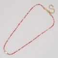 Handmade bohemian beaded necklace with colorful pearls and a gold lobster clasp - Colorful Patchwork L (MI-N220071L)