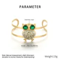 Détail du bracelet hibou en acier inoxydable avec pierres vertes, taille 75x73x38mm - Style Hibou (KB207724-SP)